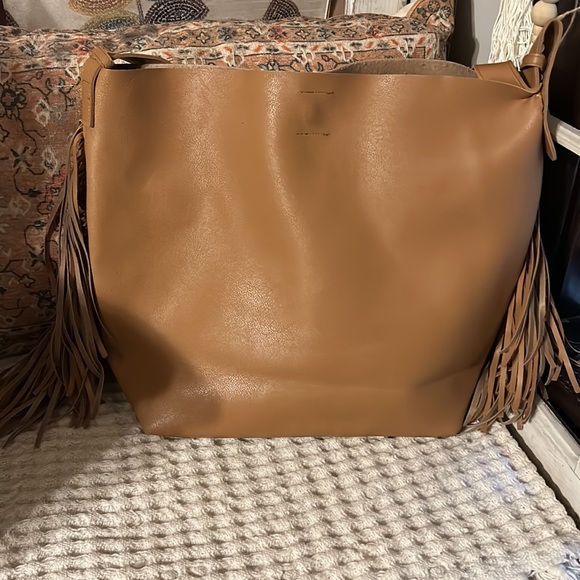 Jessica Simpson, faux leather Women Ten Tote, Color: Tan with fringe on sides.!! - Picture 2 of 7